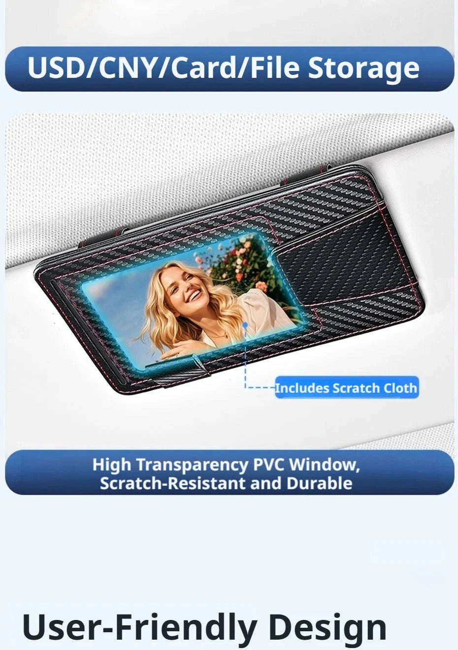Universal Car Sun Visor Organizer Clip-Beige