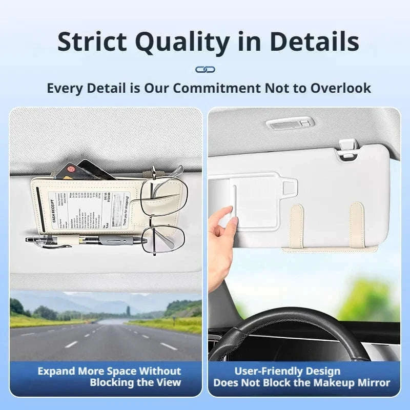 Universal Car Sun Visor Organizer Clip-Beige