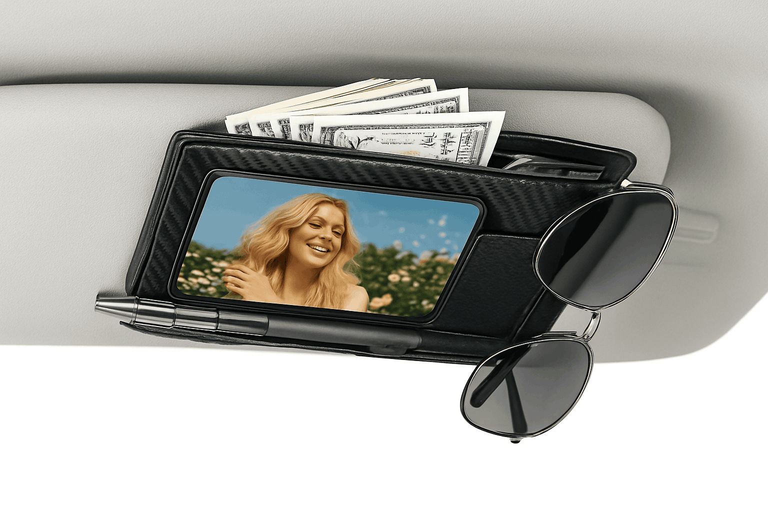 Universal Car Sun Visor Organizer Clip-Beige