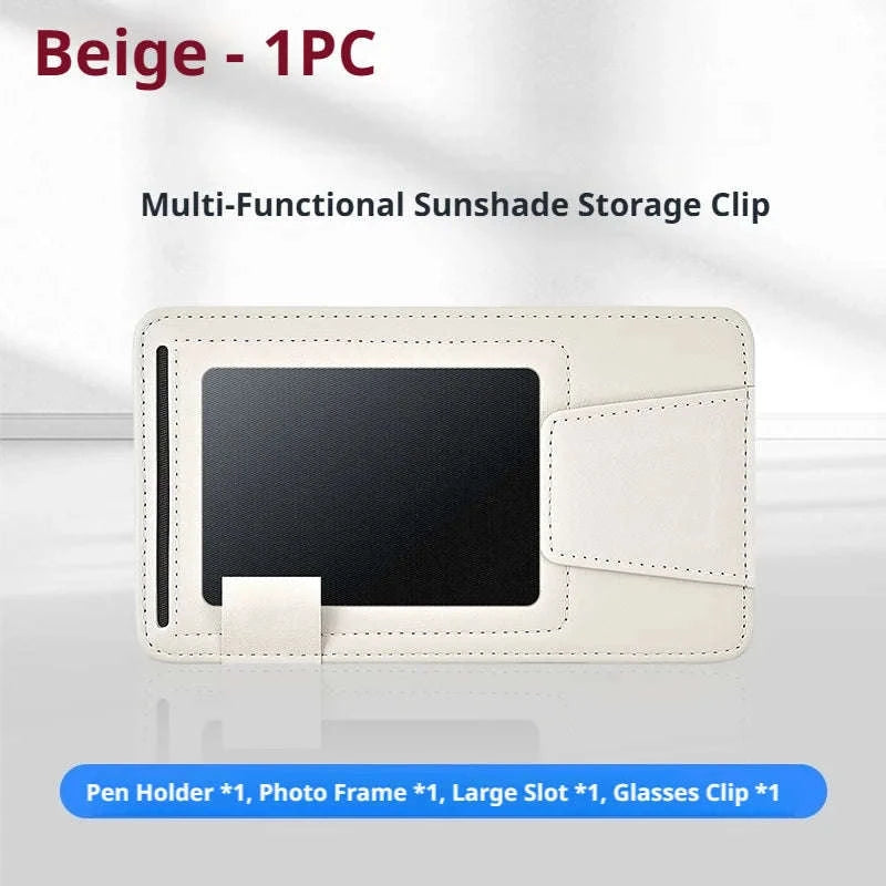 Universal Car Sun Visor Organizer Clip-Beige