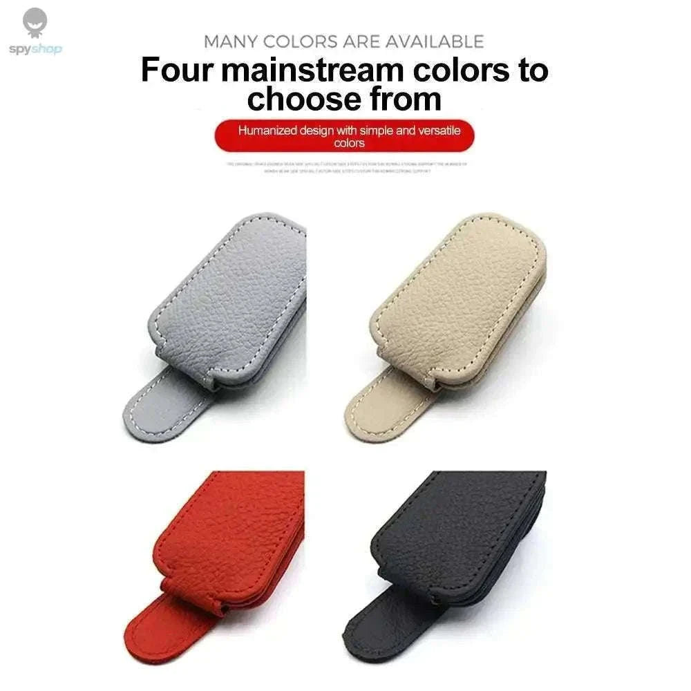 Universal Car Sunglasses Clip Organizer for Visor Storage-Beige