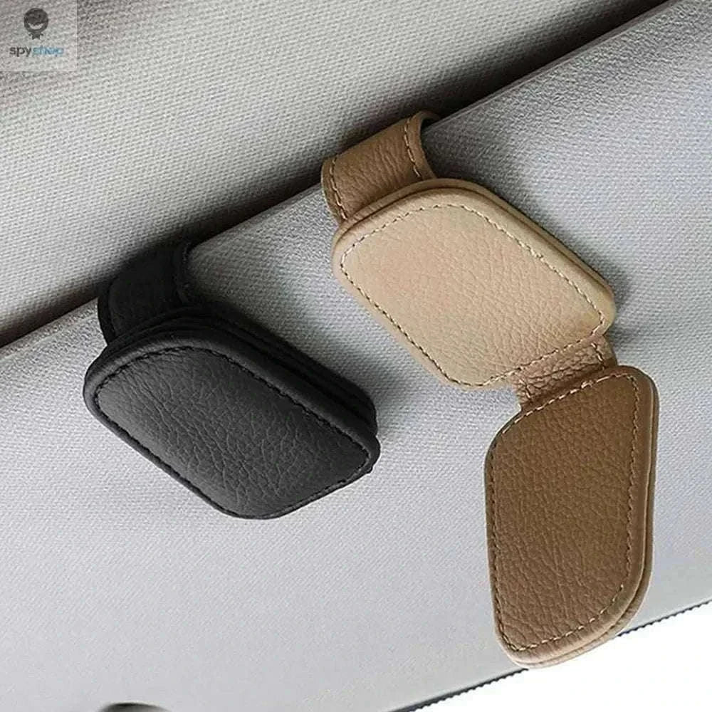 Universal Car Sunglasses Clip Organizer for Visor Storage-Beige