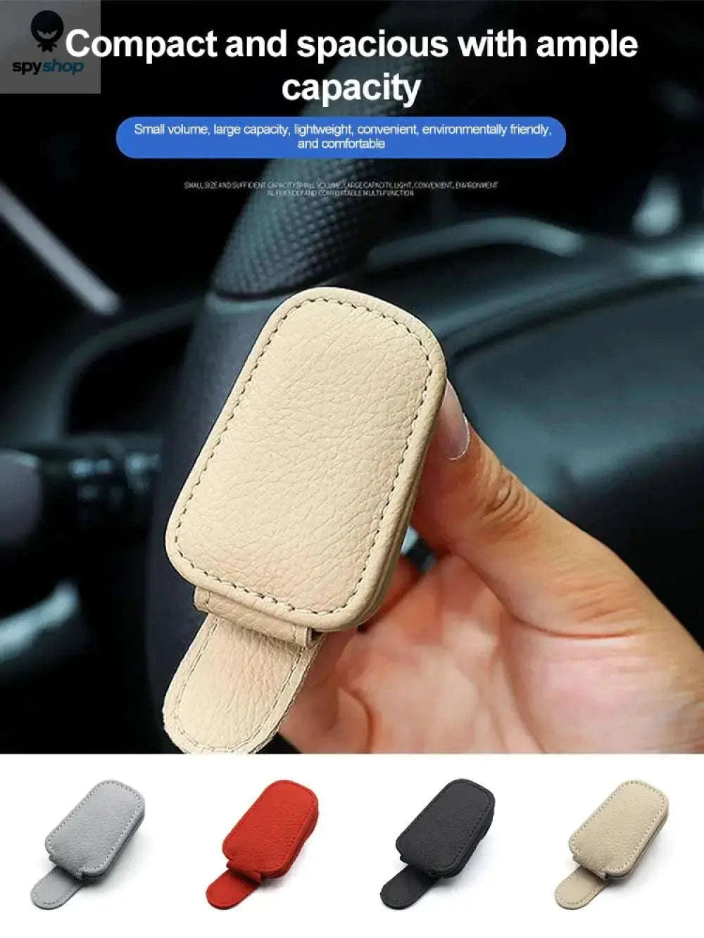 Universal Car Sunglasses Clip & Organizer – Slim Visor Storage for Glasses, Cards and Pens-Beige