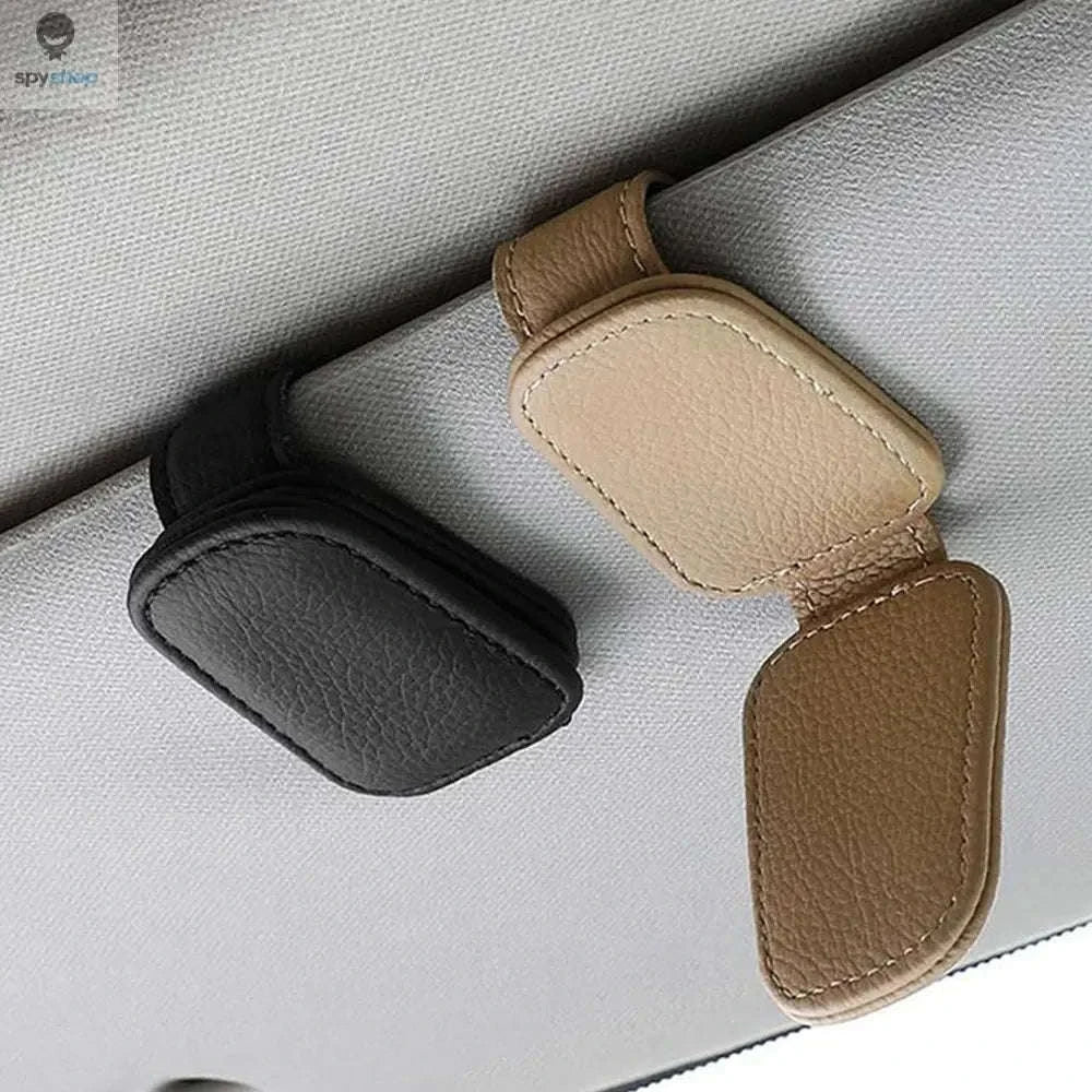 Universal Car Sunglasses Clip & Organizer – Slim Visor Storage for Glasses, Cards and Pens-Beige