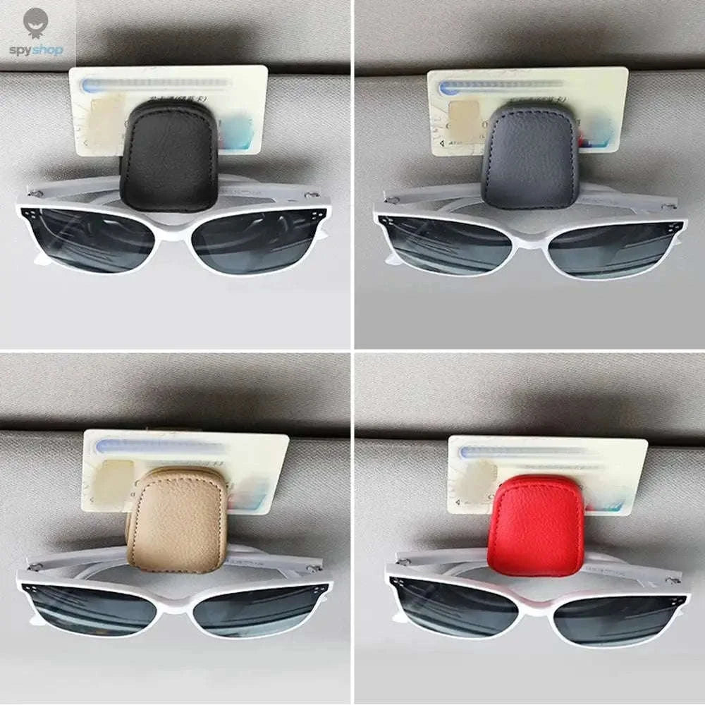 Universal Car Sunglasses Clip & Organizer – Slim Visor Storage for Glasses, Cards and Pens-Beige