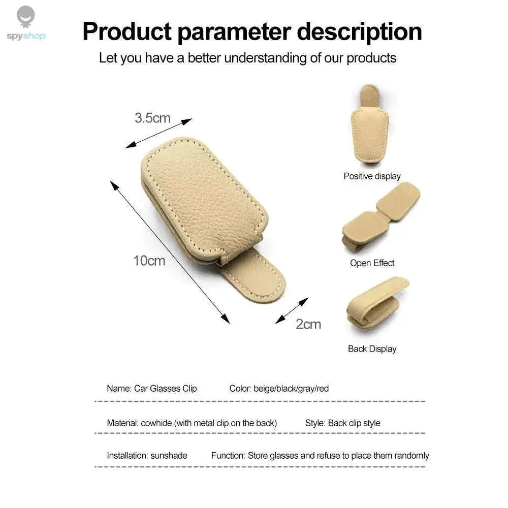 Universal Car Sunglasses Clip & Organizer – Slim Visor Storage for Glasses, Cards and Pens-Beige