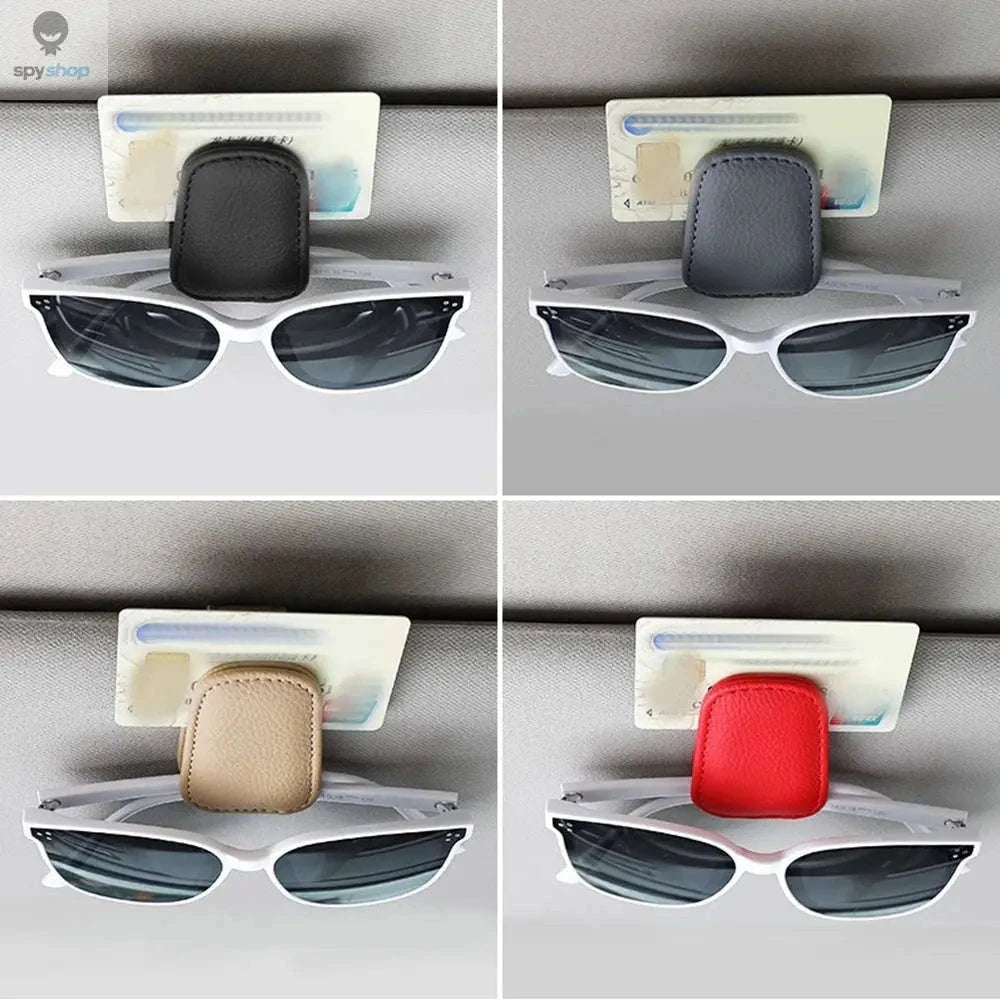 Universal Car Sunglasses Clip & Organizer – Slim Visor Storage for Glasses, Cards and Pens-Beige