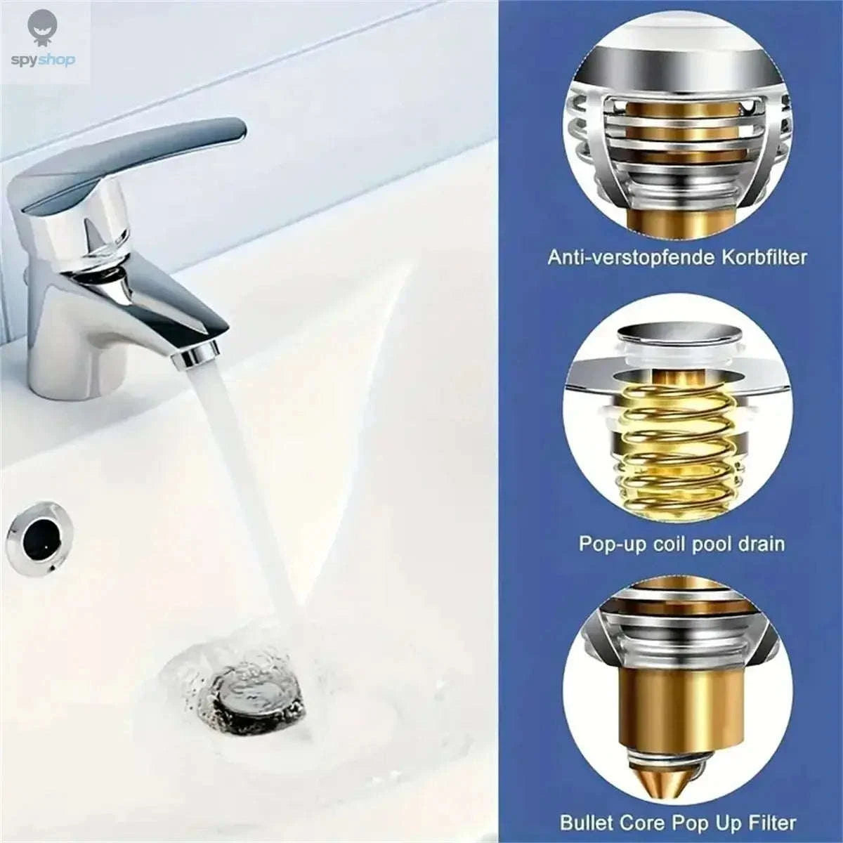 Universal Chrome Sink Filter Hair Catcher – Pop‑Up Stopper for Cleaner Drains-GLS / 1pc