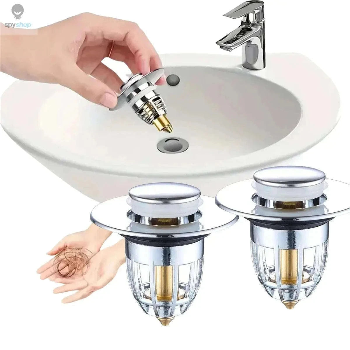 Universal Chrome Sink Hair Catcher Pop-Up Stopper for Cleaner Drains-GLS / 1pc