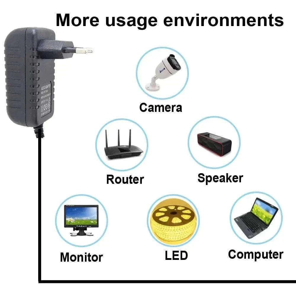 Universal DC 12V 2A Power Adapter for Stable Everyday Use-American Standard