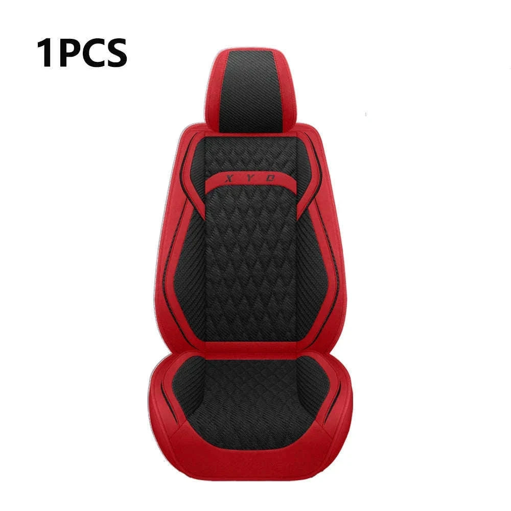 Universal Flax Car Seat Covers for All-Season Comfort-Beige Wine Red
