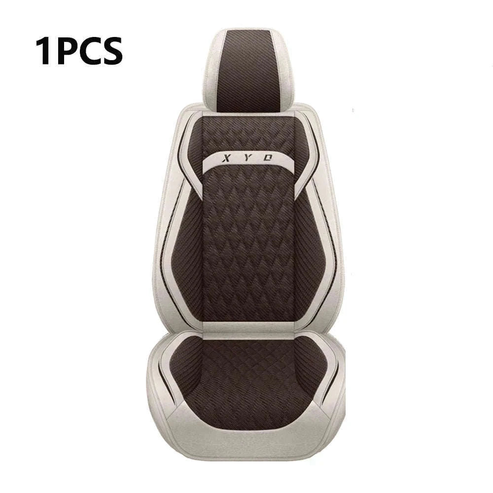 Universal Flax Car Seat Covers for All-Season Comfort-Beige Wine Red