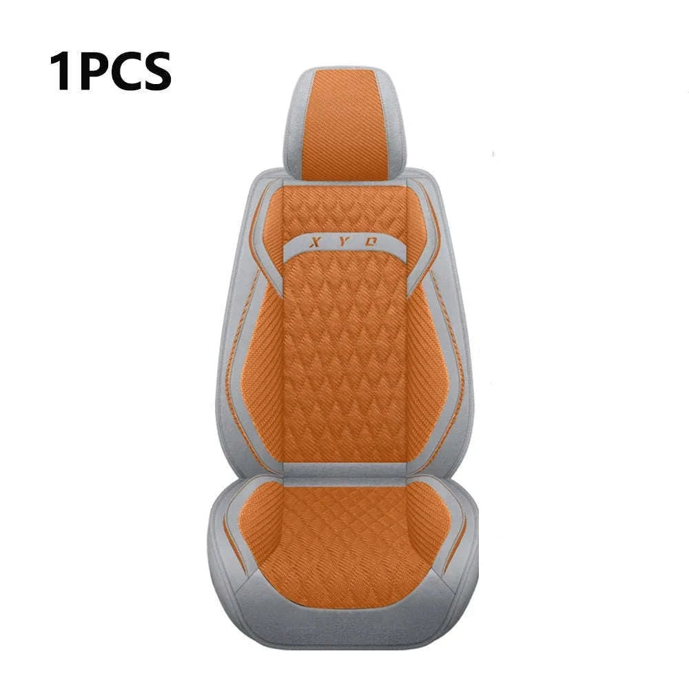 Universal Flax Car Seat Covers for All-Season Comfort-Beige Wine Red