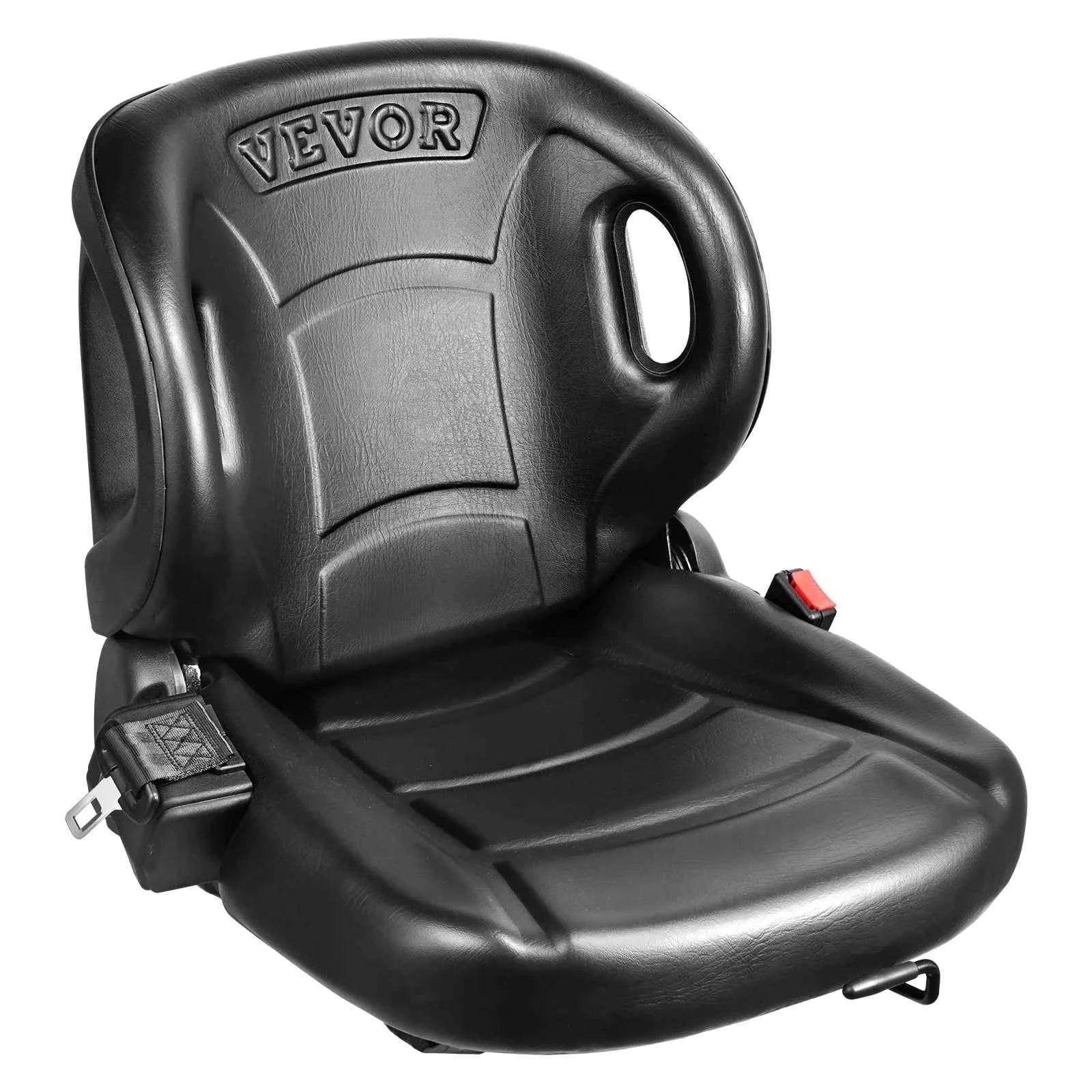 Universal Forklift Seat with Adjustable Backrest and Seatbelt-Black / United States