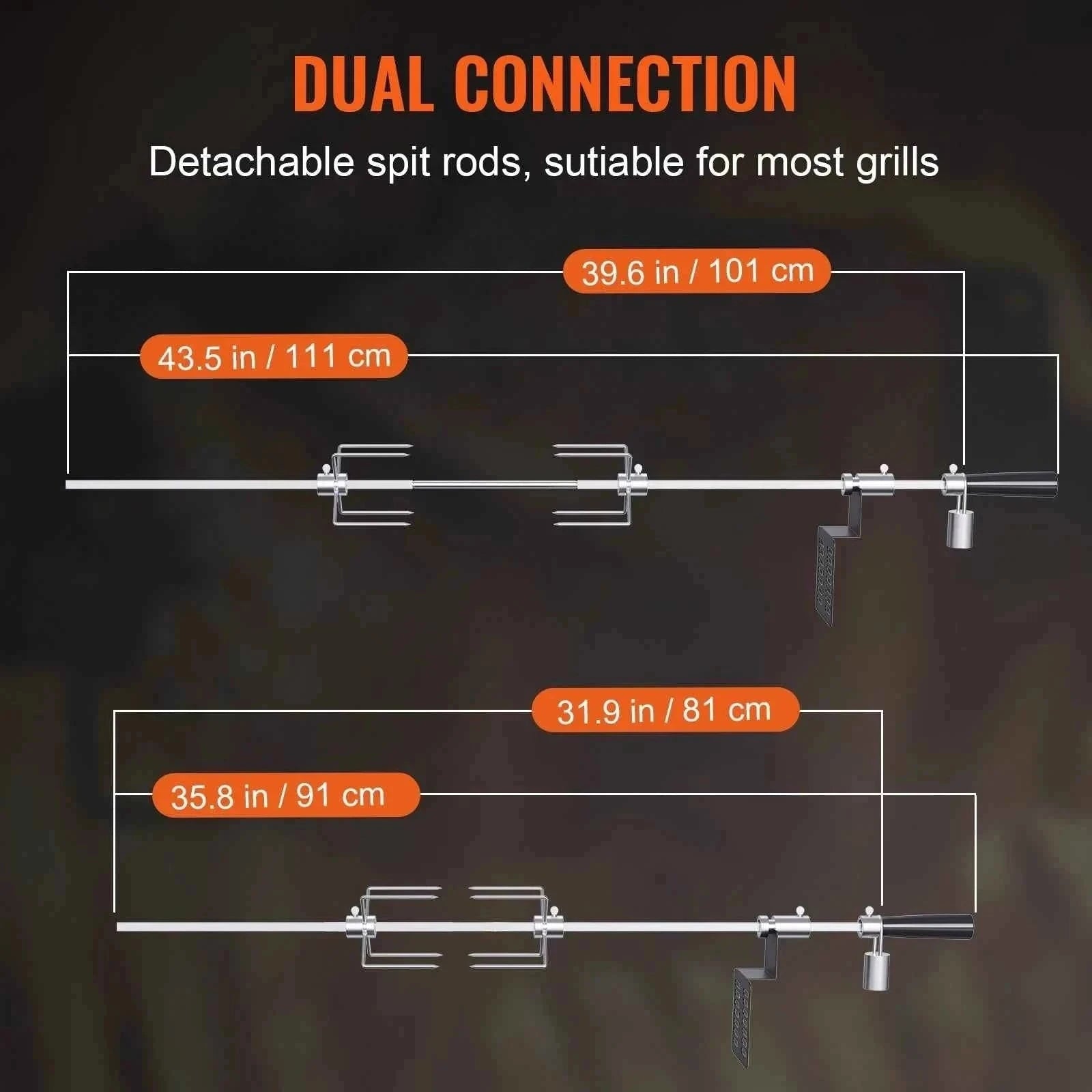 Universal Grill Rotisserie Kit 39-56 Inch Stainless Steel BBQ Kit-22 in / Poland