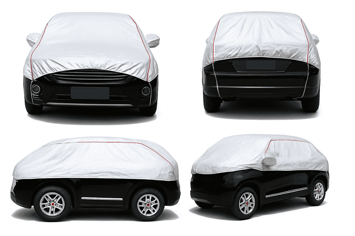 Universal Half Car Cover Waterproof Outdoor Cover for SUV Sedan-SUV Silver