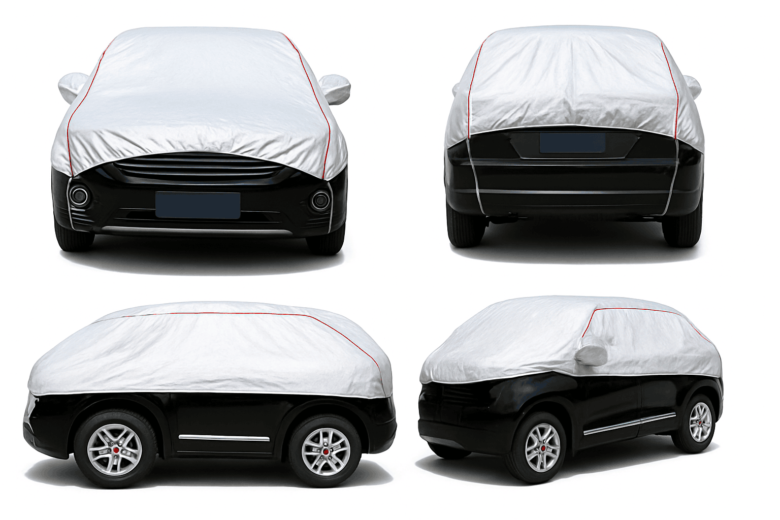 Universal Half Car Cover Waterproof Outdoor Cover for SUV Sedan-SUV Silver
