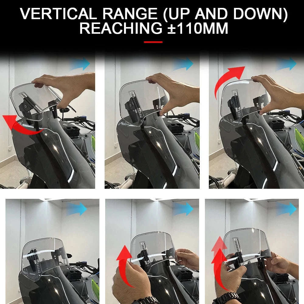 Universal Motorcycle Windshield Extension Adjustable Deflector-V2 Medium Clear