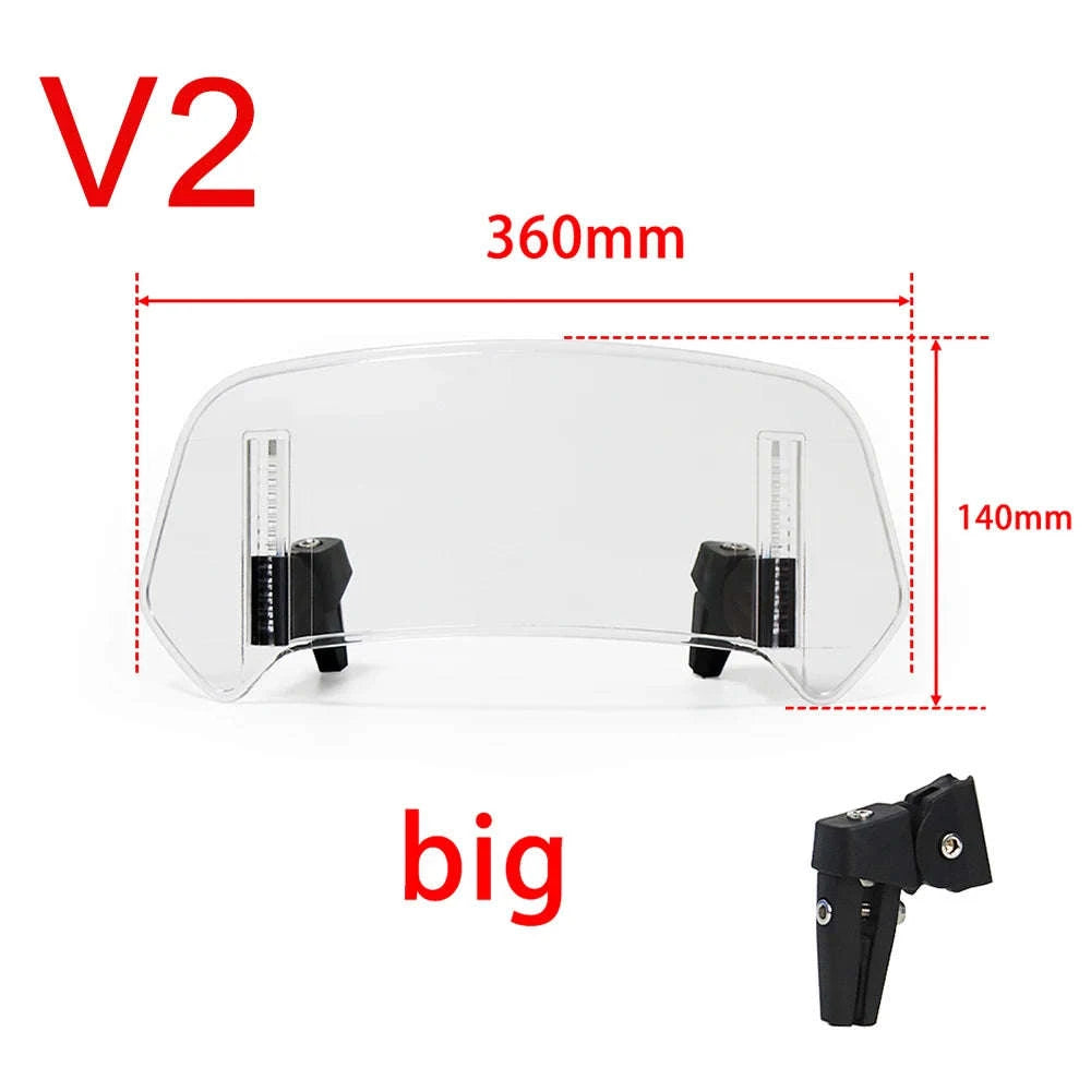 Universal Motorcycle Windshield Extension Adjustable Deflector-V2 Medium Clear
