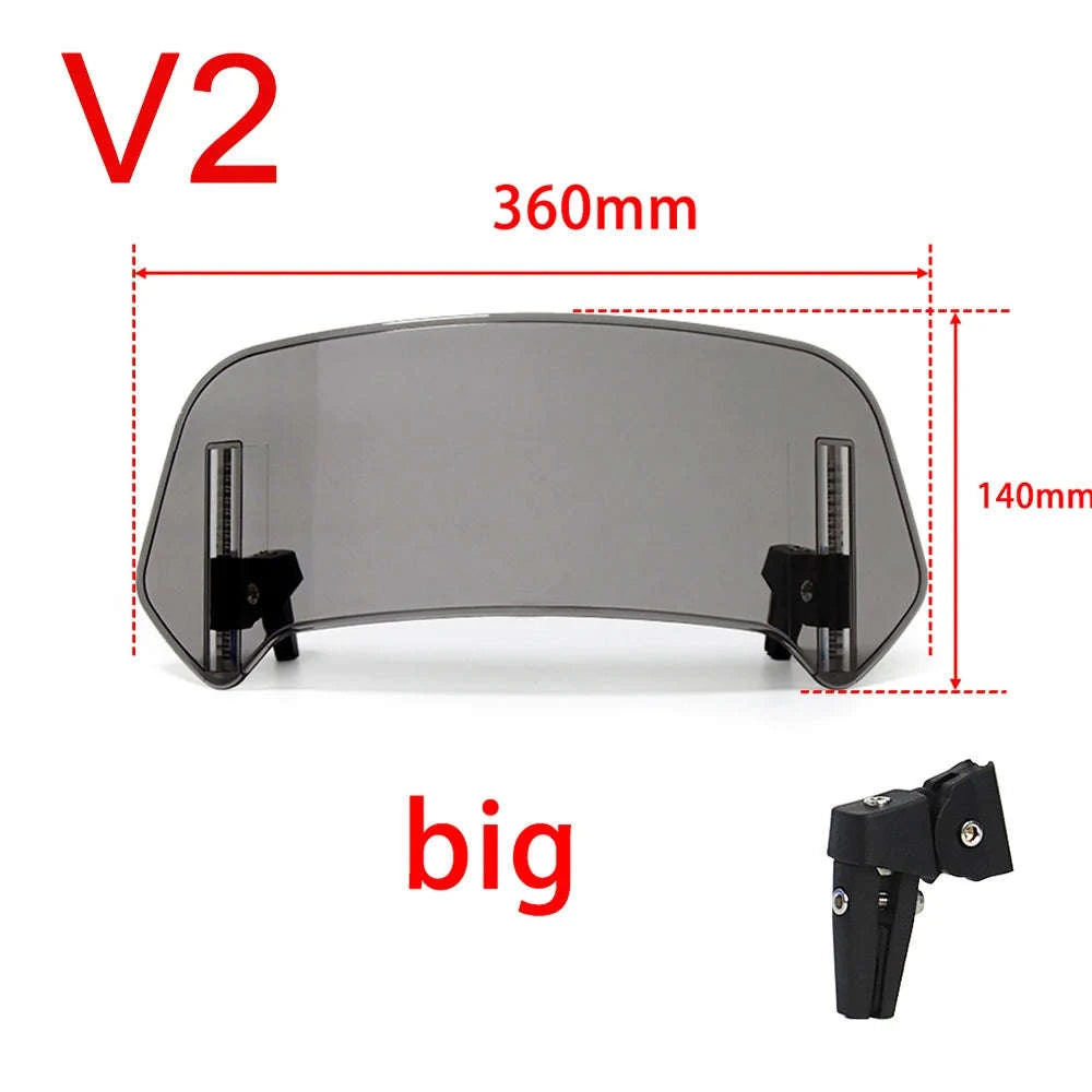 Universal Motorcycle Windshield Extension Adjustable Deflector-V2 Medium Clear