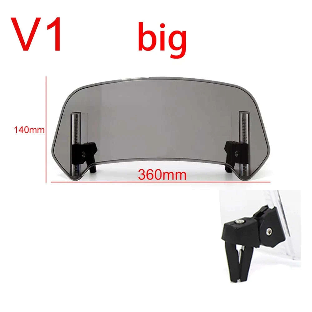 Universal Motorcycle Windshield Extension Adjustable Deflector-V2 Medium Clear