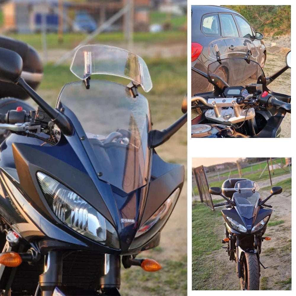 Universal Motorcycle Windshield Extension Adjustable Deflector-V2 Medium Clear
