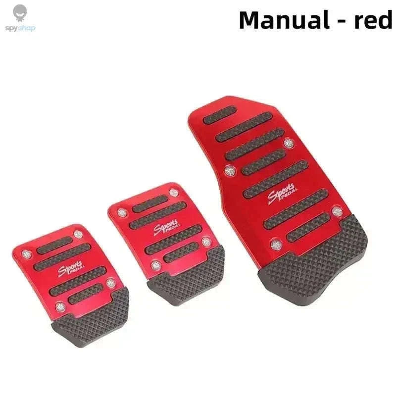 Universal Non-Slip Aluminum Pedal Covers for Manual Cars-Manual-Red