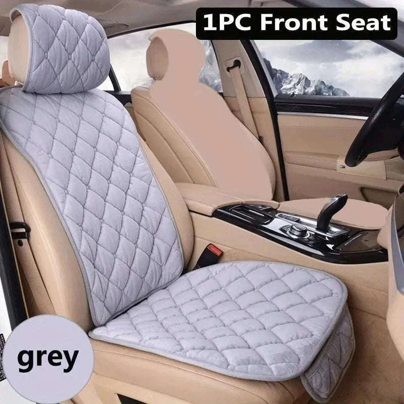 Universal Plush Car Seat Covers Set-Front Gray 1pc