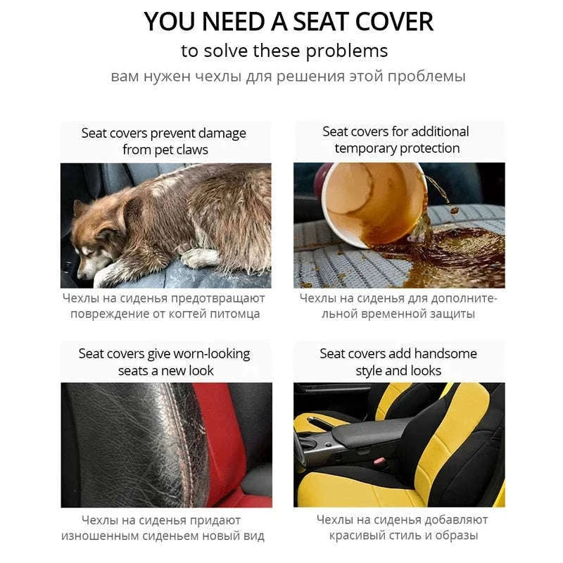 Universal PU Car Seat Covers Set for Everyday Protection-full set / United States