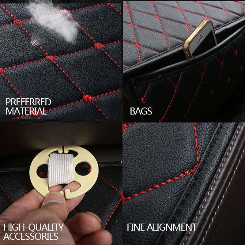 Universal PU Leather Car Seat Cover-1Pc Front Red Line