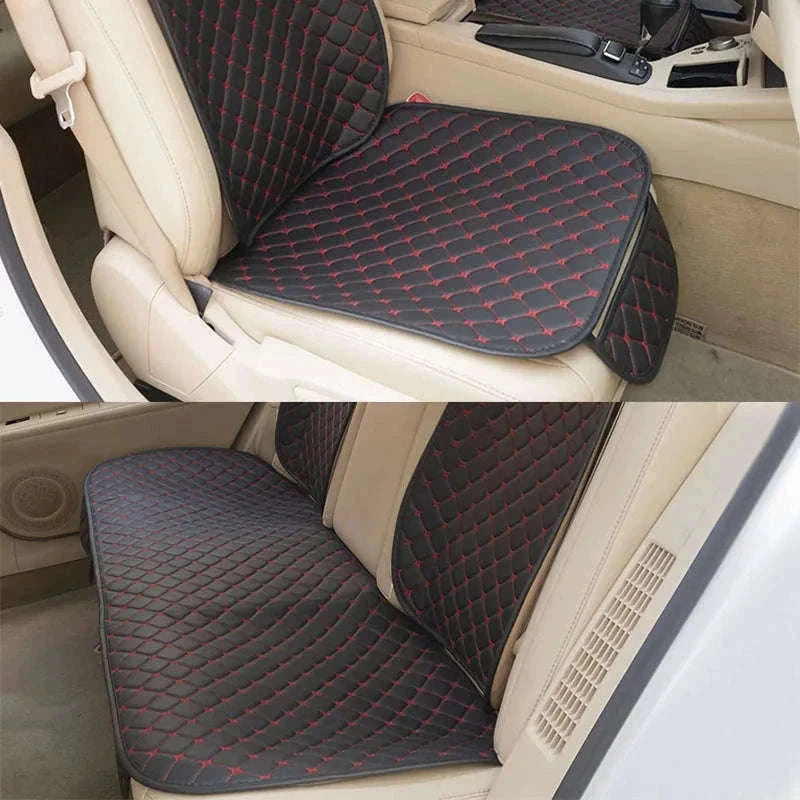 Universal PU Leather Car Seat Cover with Backrest Pad-1pc Front Red line