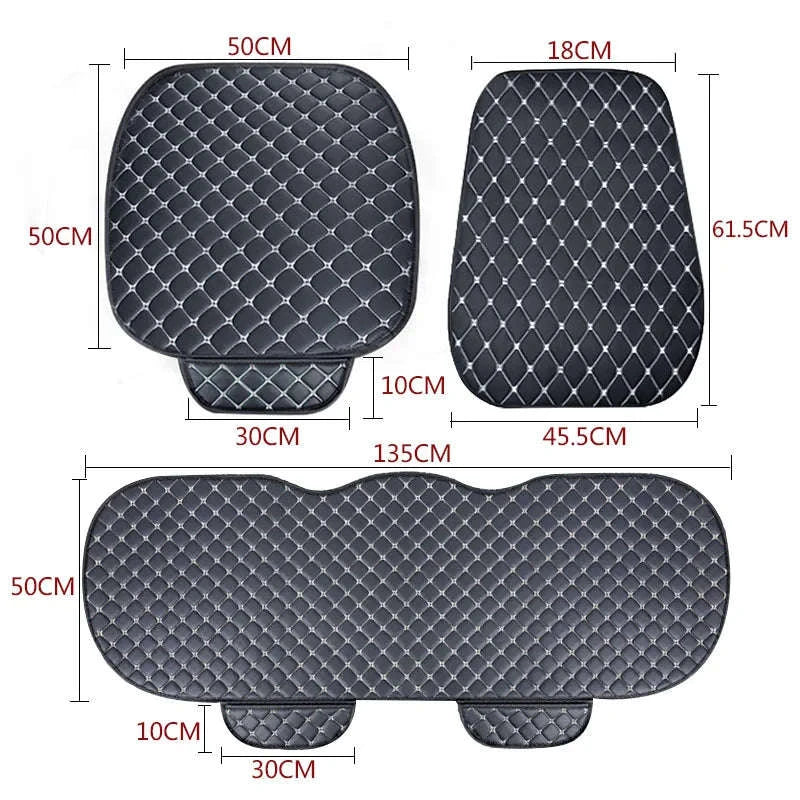 Universal PU Leather Car Seat Cover with Backrest Pad-1pc Front Red line