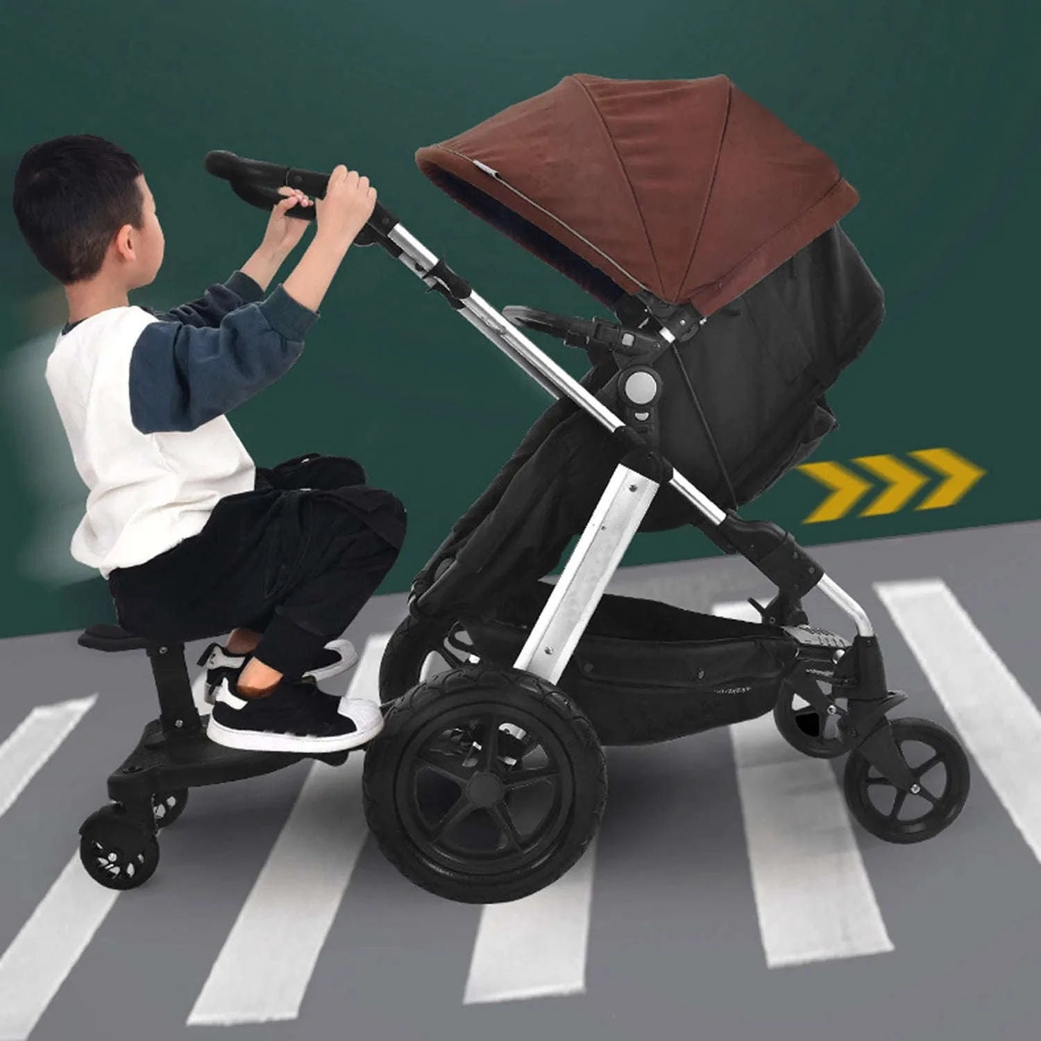 Universal Stroller Ride On Board with Seat for Kids 2–6 Years-black / france