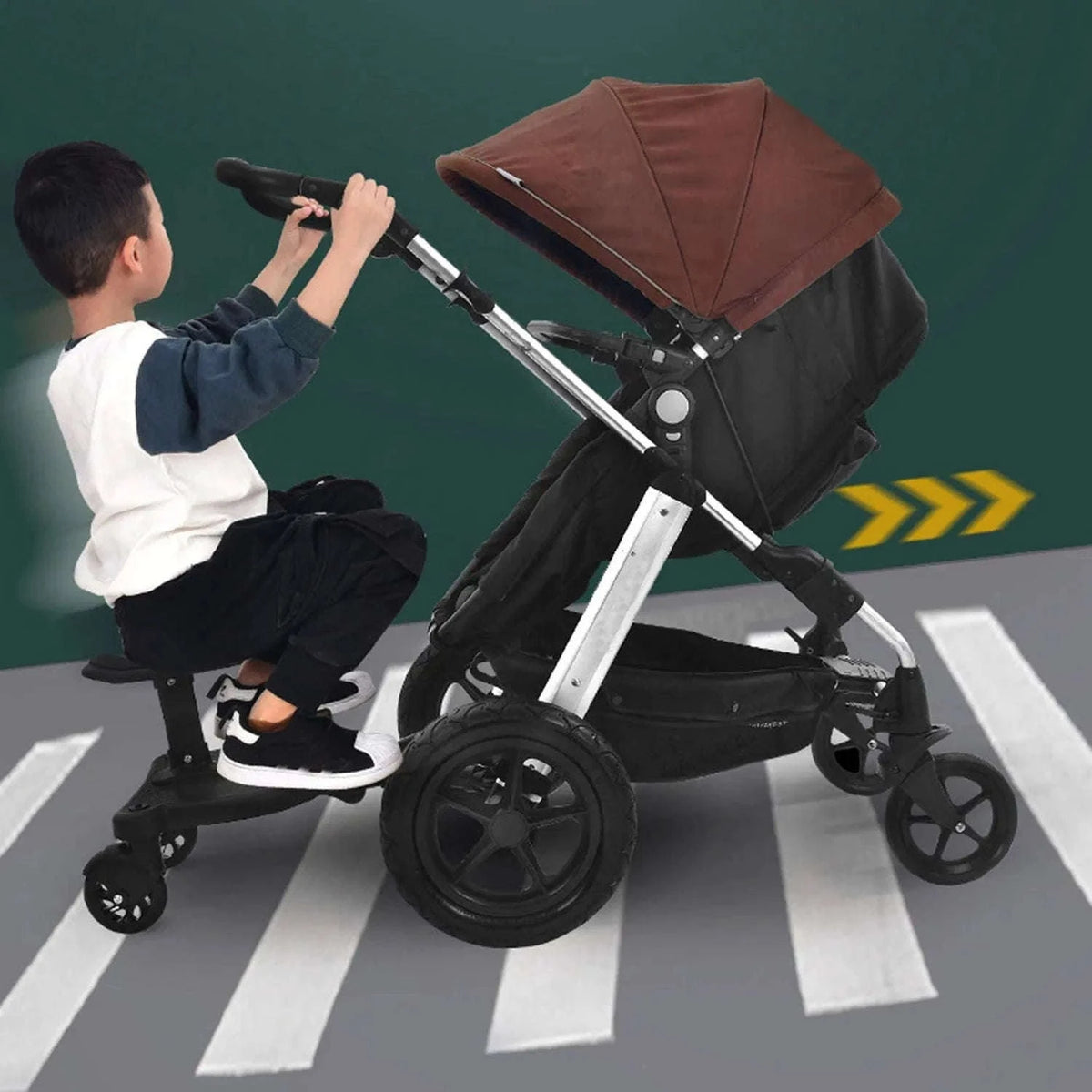 Universal Stroller Ride On Board with Seat for Kids 2–6 Years-black / france