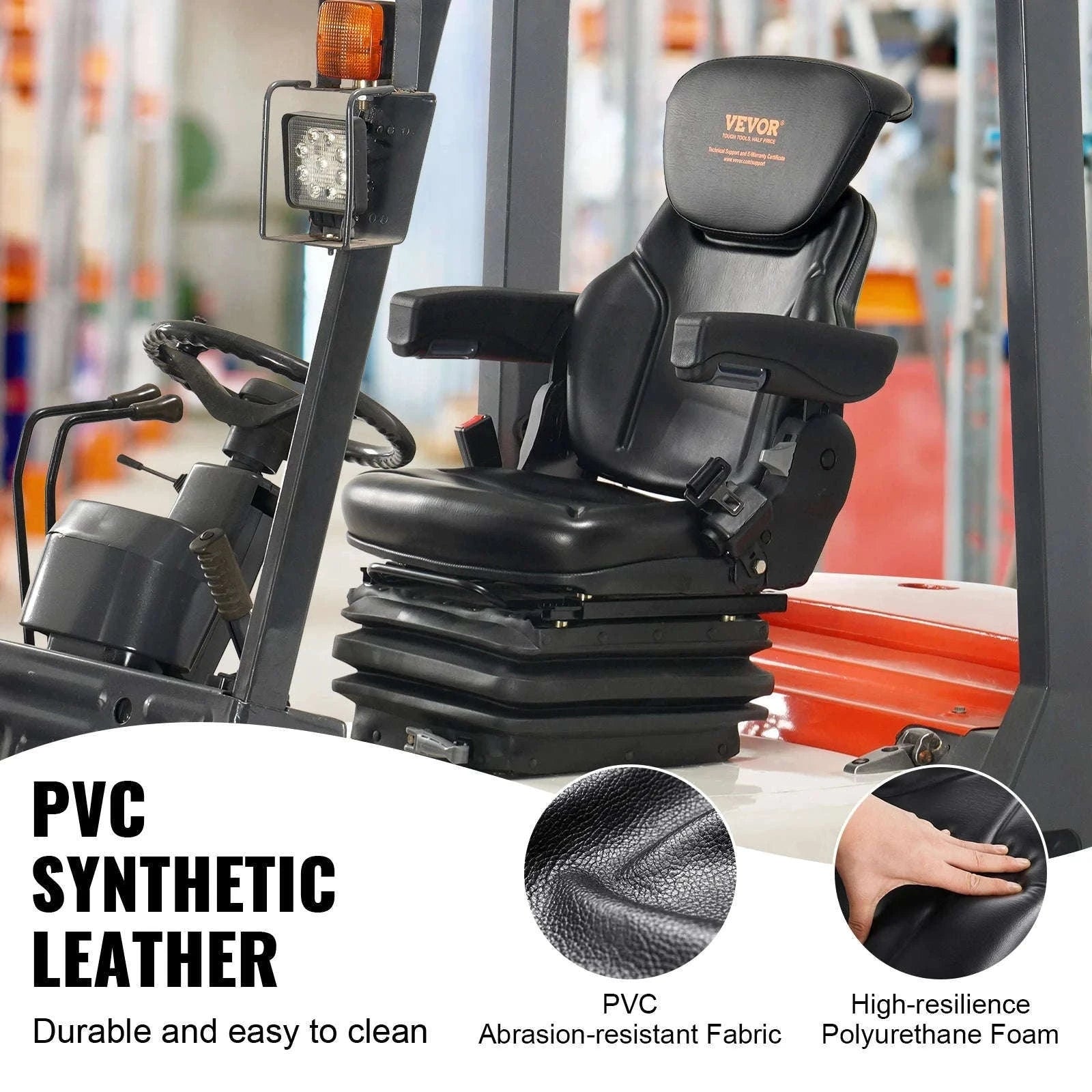 Universal Tractor Seat Suspension Fold Down Forklift Seat with Adjustable Back and 3-Level Shock Absorption-F Type / United States