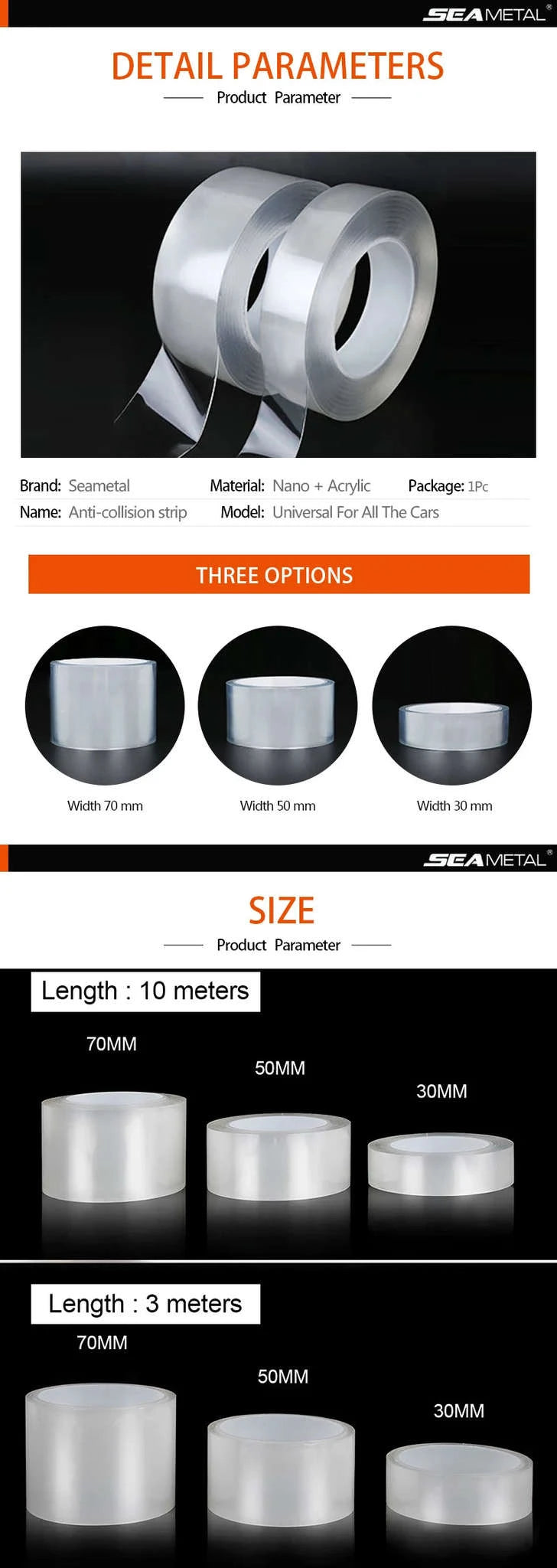 Universal Transparent Car Door Edge Protector Film-Carbon fiber 30mm / 3m