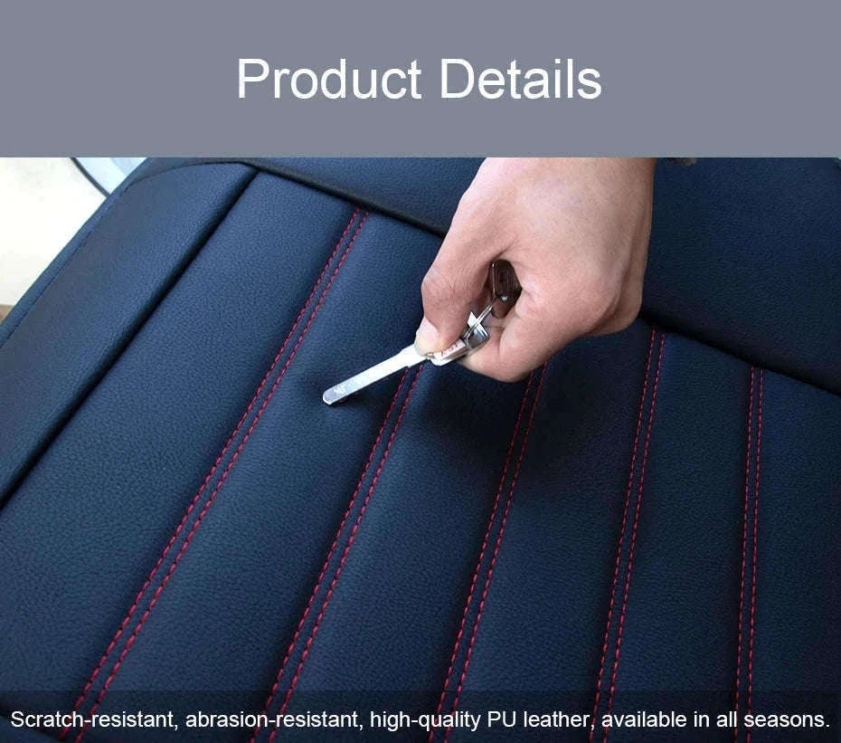 Universal Wrapped Car Seat Cover Breathable Wear-Resistant PU Leather-Red rear 1pc
