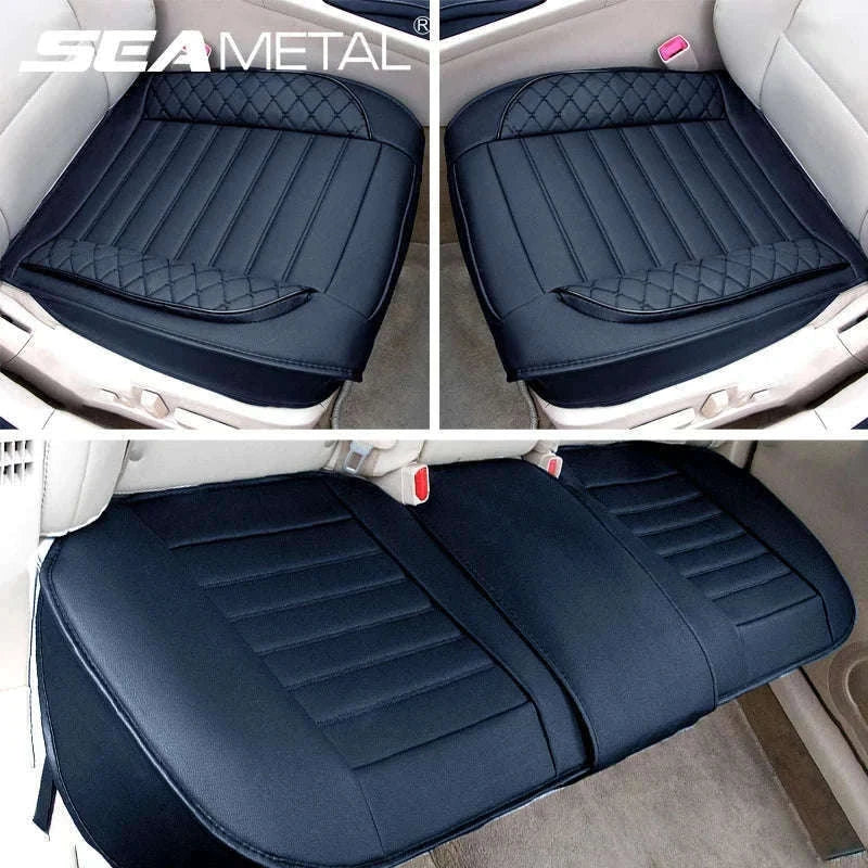 Universal Wrapped Car Seat Cover Breathable Wear-Resistant PU Leather-Red rear 1pc