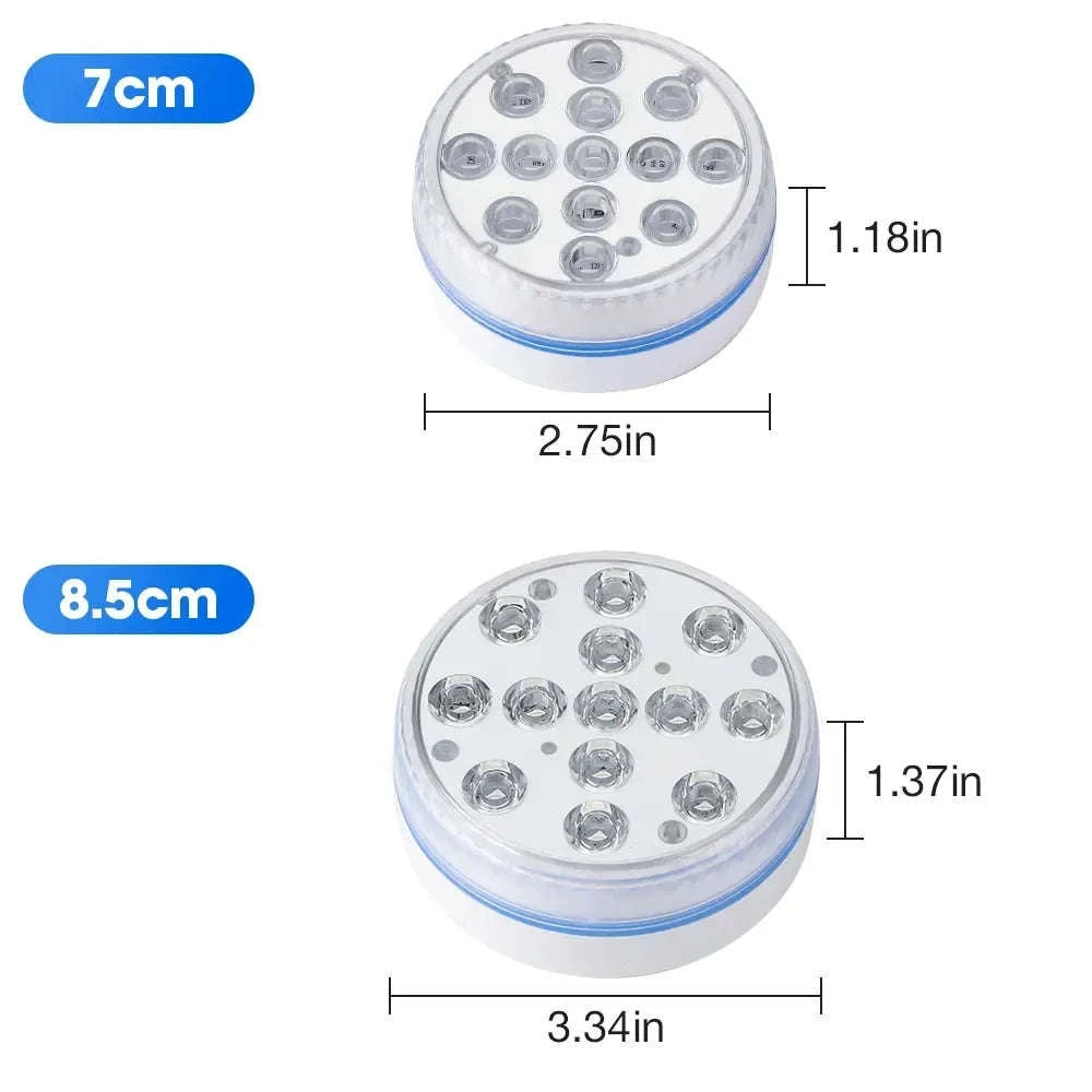 Updated Submersible 13LED Underwater Pool Light with Remote Control-1 Light 1 Controller / 7cm