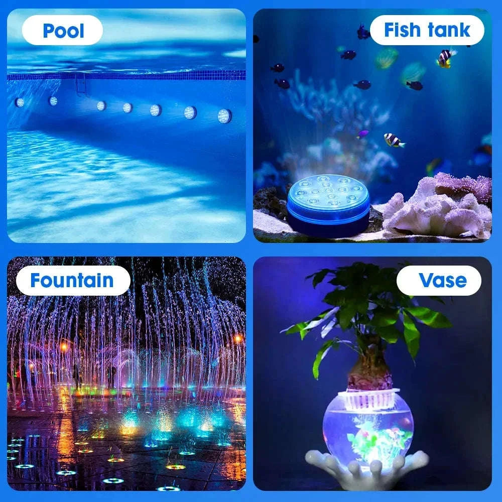 Updated Submersible 13LED Underwater Pool Light with Remote Control-1 Light 1 Controller / 7cm