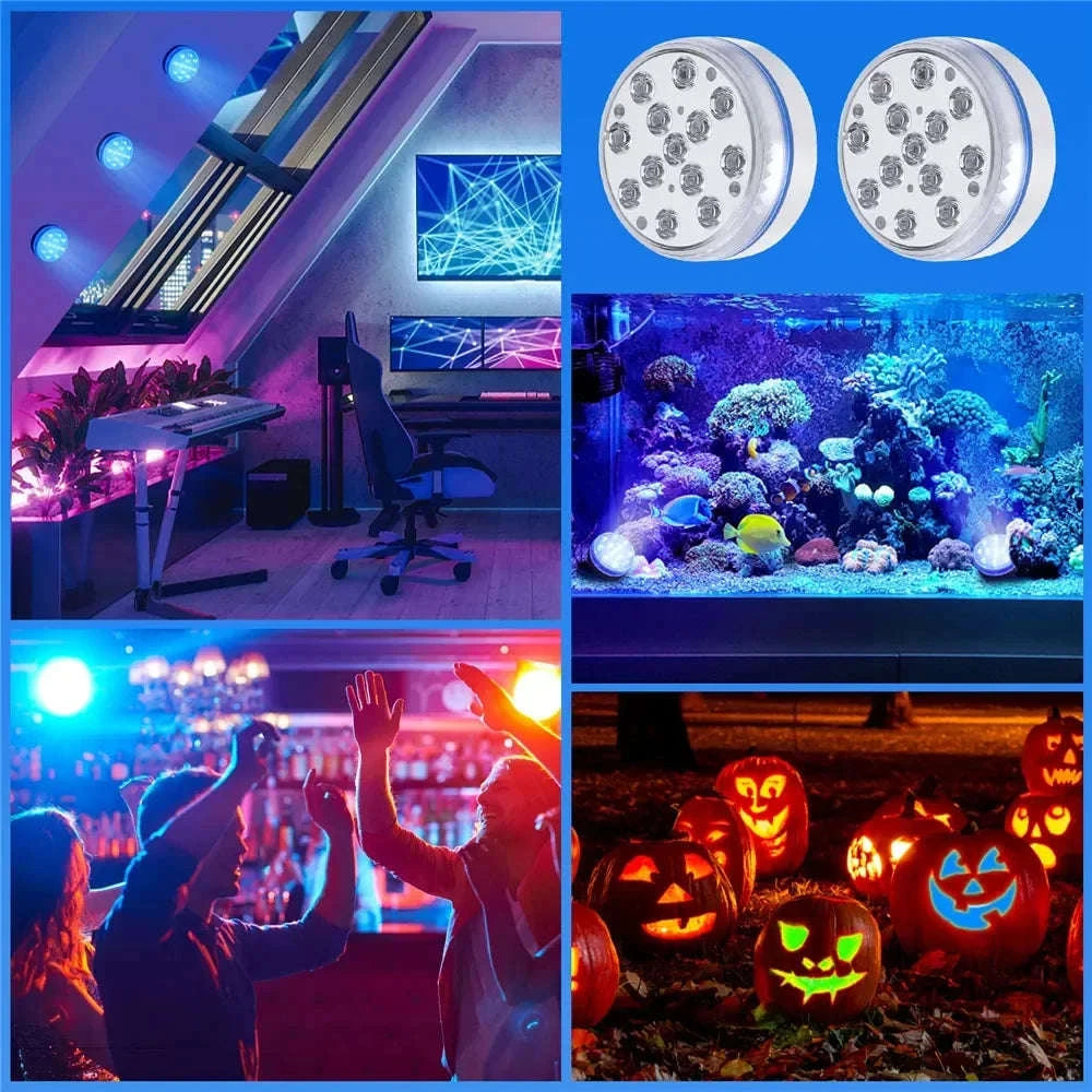 Updated Submersible 13LED Underwater Pool Light with Remote Control-1 Light 1 Controller / 7cm