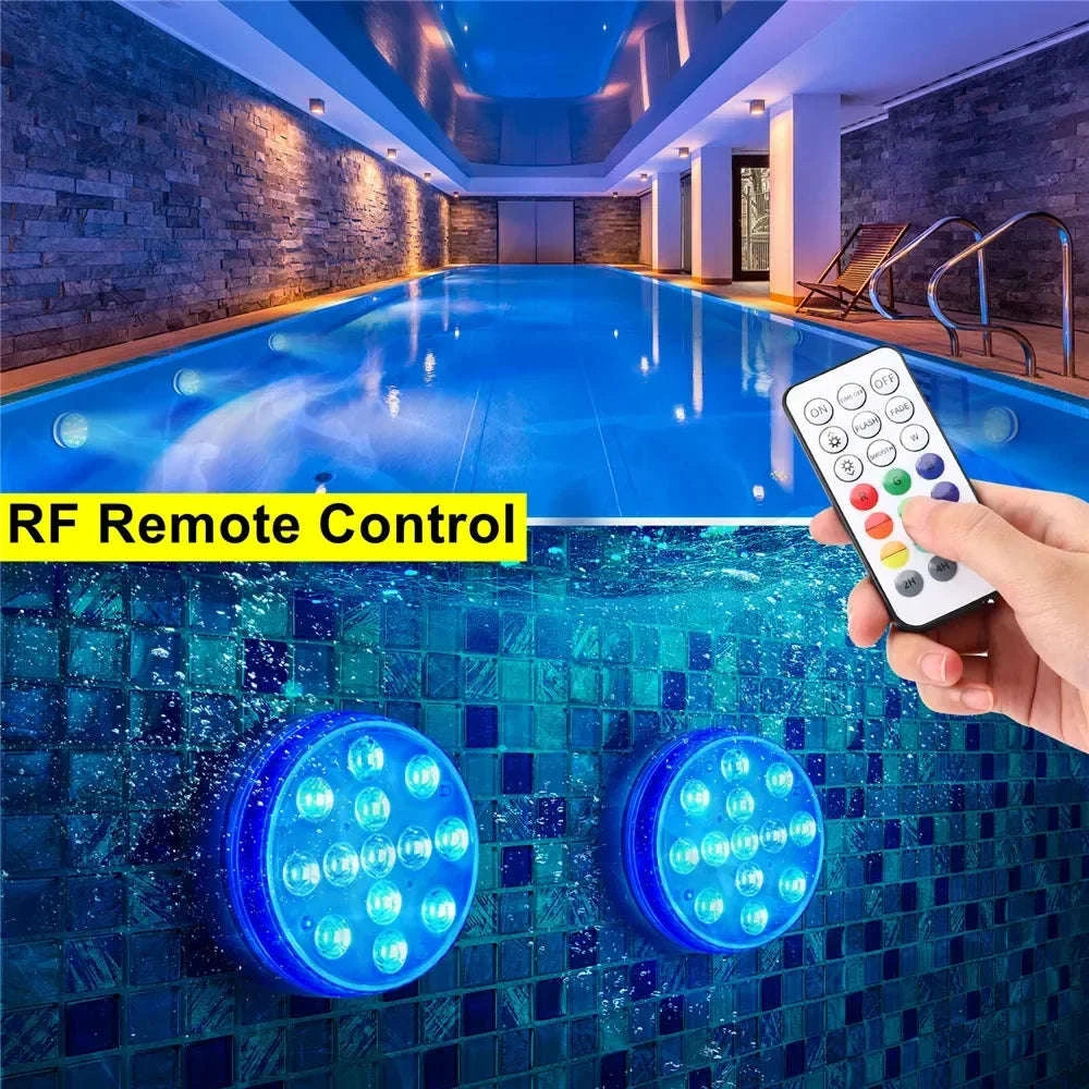 Updated Submersible 13LED Underwater Pool Light with Remote Control-1 Light 1 Controller / 7cm