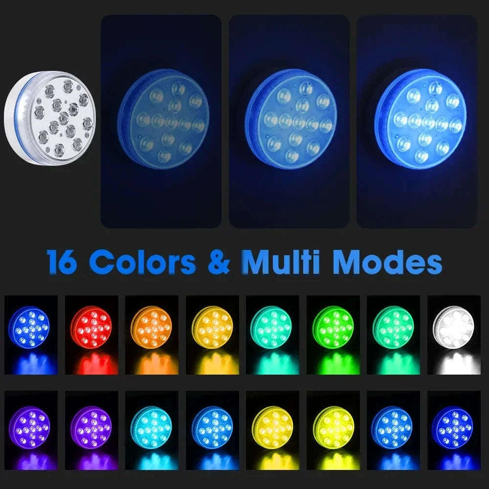 Updated Submersible 13LED Underwater Pool Light with Remote Control-1 Light 1 Controller / 7cm