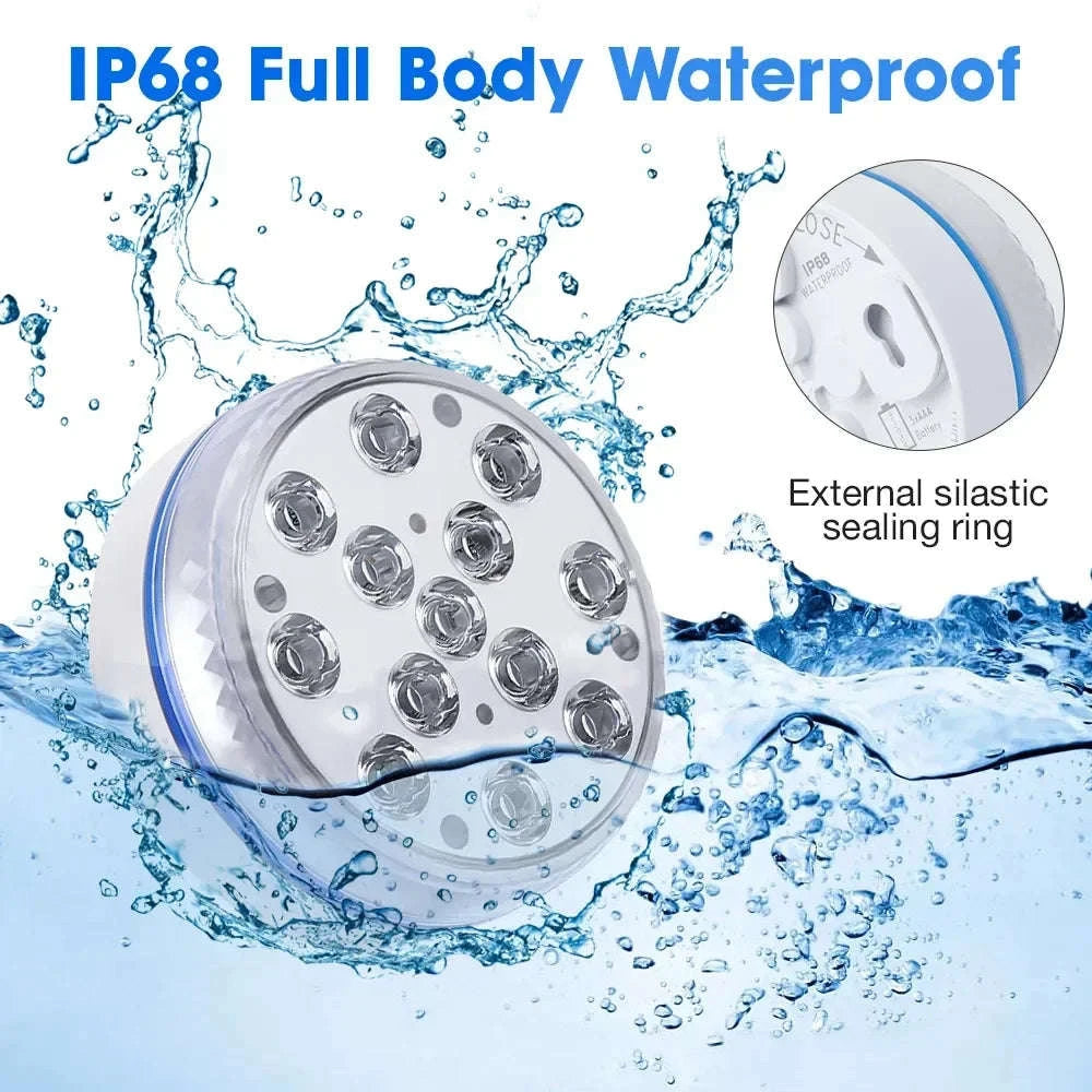 Updated Submersible 13LED Underwater Pool Light with Remote Control-1 Light 1 Controller / 7cm