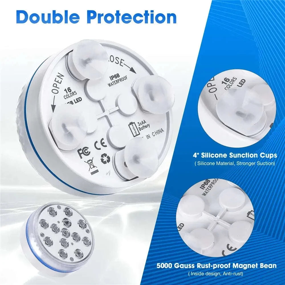 Updated Submersible 13LED Underwater Pool Light with Remote Control-1 Light 1 Controller / 7cm