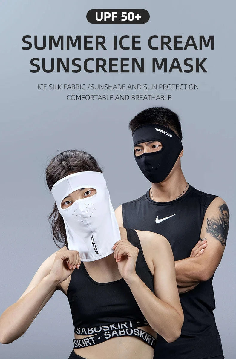 UPF 50+ Sun Protection Face Mask Breathable Ice Silk Cycling Scarf-MZ002W / One Size