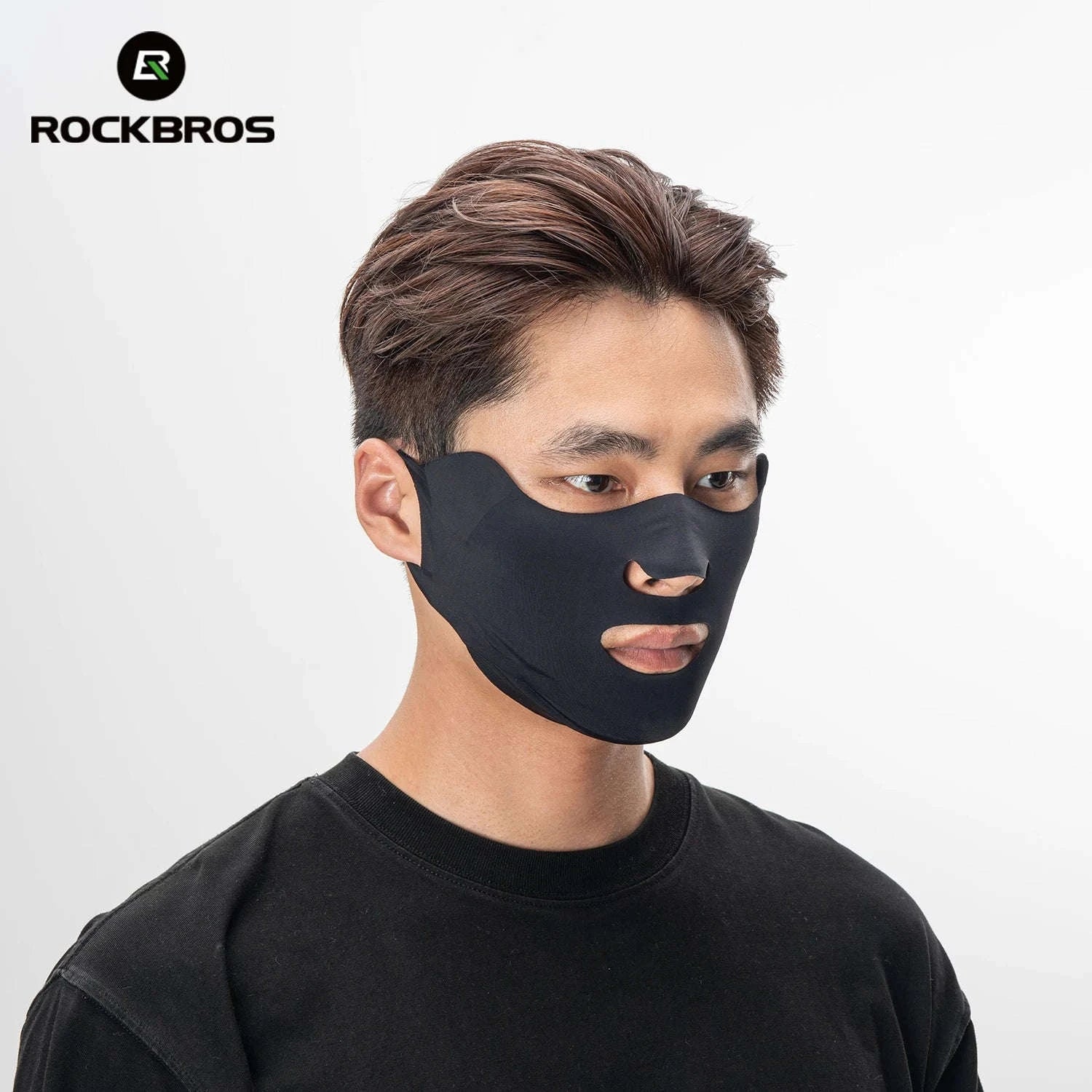 UPF50+ Ice Silk Cycling Face Mask for Sun Protection-1pcs KZ018-bk