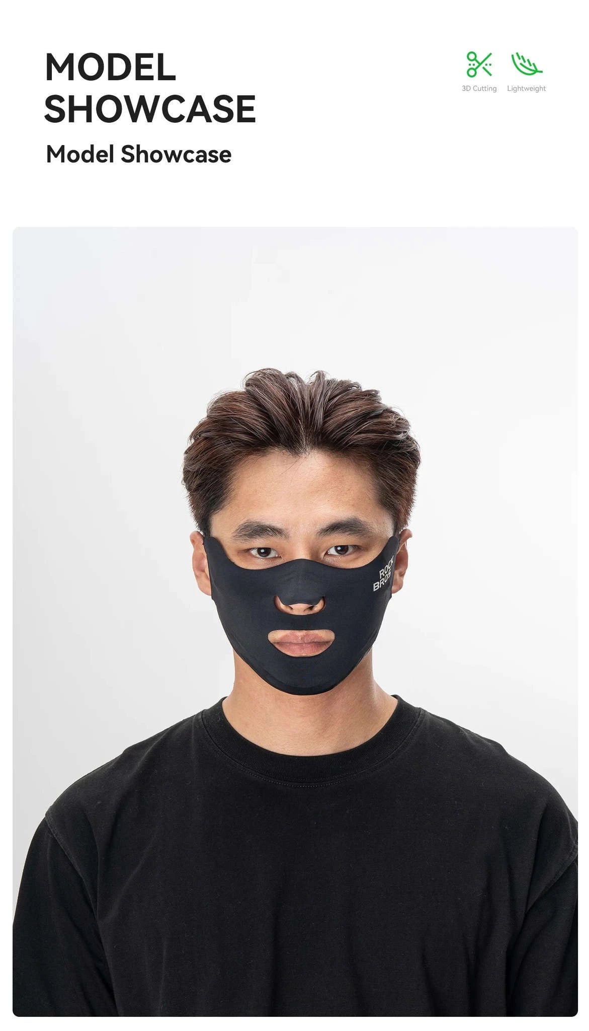 UPF50+ Ice Silk Cycling Face Mask for Sun Protection-1pcs KZ018-bk