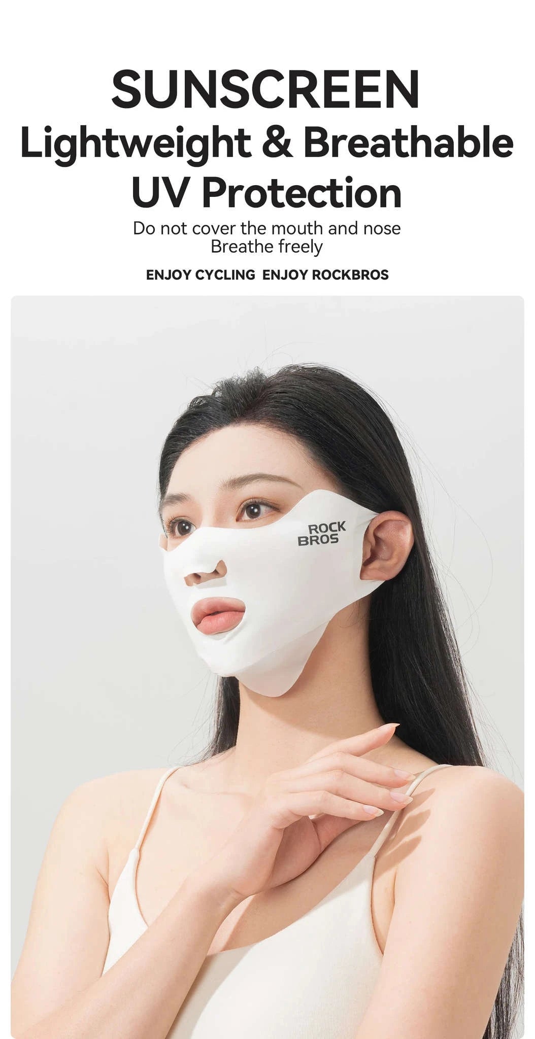 UPF50+ Ice Silk Cycling Face Mask for Sun Protection-1pcs KZ018-bk