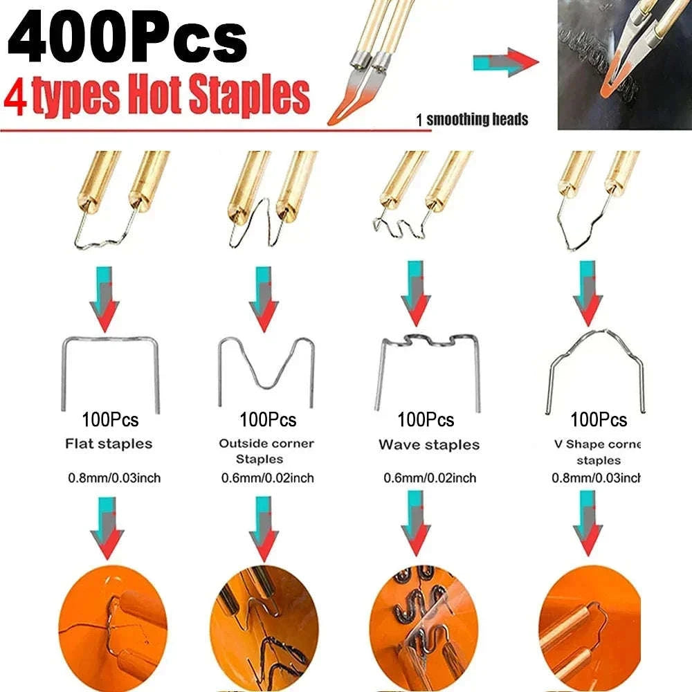 Upgraded 2‑in‑1 Plastic Welding Kit Hot Stapler & Staples-Red 1200Pcs / 110V